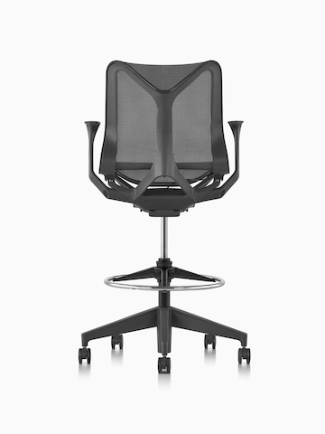 A low-back Cosm ergonomic stool in Graphite dark grey, viewed from the back.