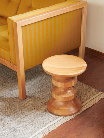 Eames Turned Stool in white oak, shape D.