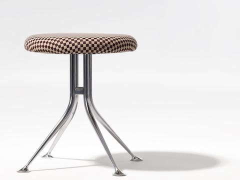 A single Girard Stool with an aluminium base and upholstered in Checker by Alexander Girard, 1965.