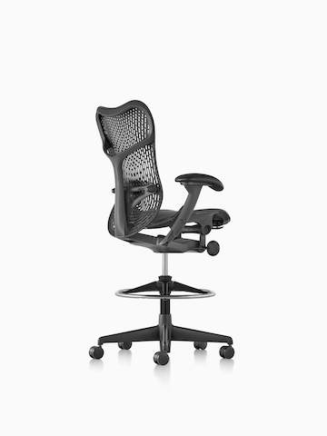 Three-quarter rear view of a black Mirra 2 Stool. 