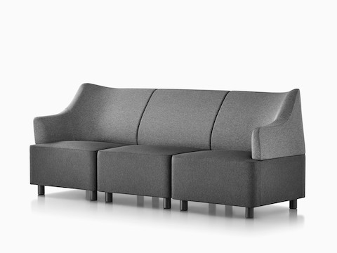 A grey Plex sofa formed from three modular elements. 