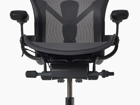 Close-up view of an Aeron ESD Chair with a granite frame and suspension.