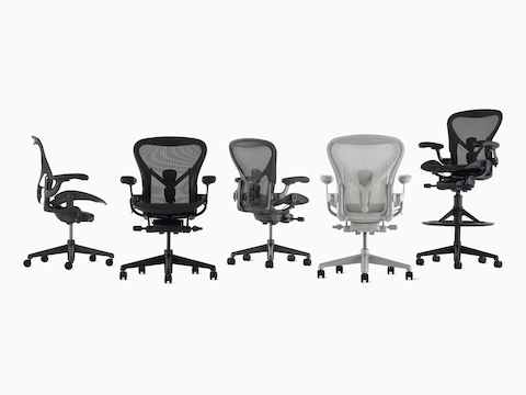 Our Aeron line-up includes four colours inspired by the elements, three sizes and two stool heights – something for nearly everyone.