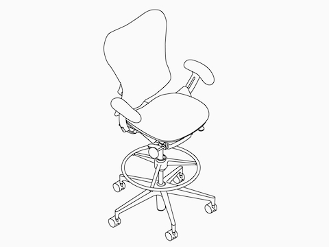 Line art of Mirra 2 Stool – Suspension Back – adjustable arms