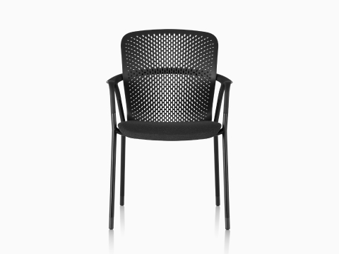 Front view of a Keyn side chair in black.