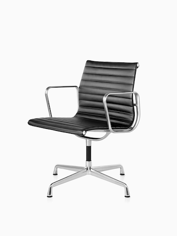Black Eames Aluminum Group Chair. Select to go to the Eames Aluminum Group Chairs product page.