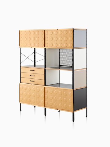 A mid-century modern Eames Storage Unit. Select to go to the Eames Desks and Storage Units product page.