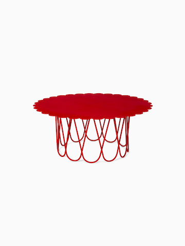 A large red Girard Flower Table on a white background.