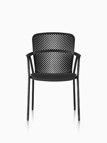 Front view of a Keyn side chair in black.