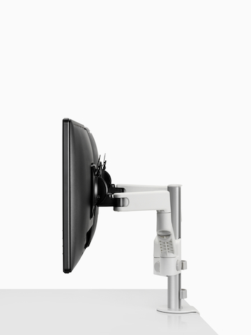 Side view of dual Lima Monitor Arm in white.