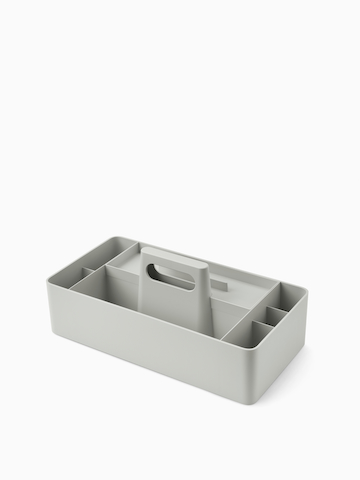 Grey OE1 Workbox, viewed from an angle.