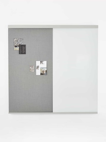 OE1 Wall Rail with fabric project board and marker board, viewed from the front.